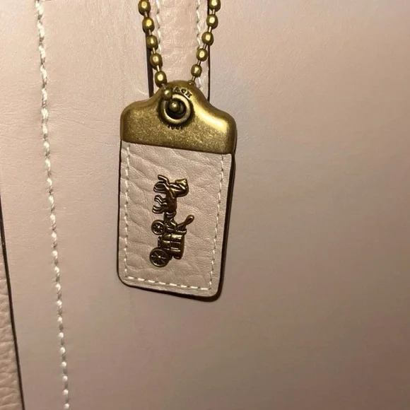 Coach Turnlock Leather Satchel Top Handle Bag Beige - Picture 2 of 8